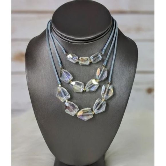 Layered Clear Crystal Bead Necklace - Picture 1 of 1